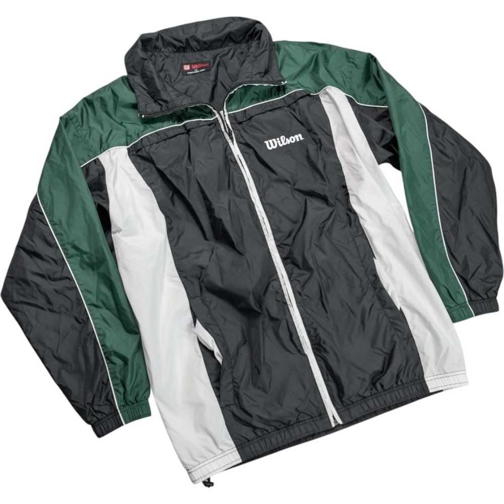 Vintage 90s Wilson Colorblock Windbreaker Jacket Green Black White XL Flawed